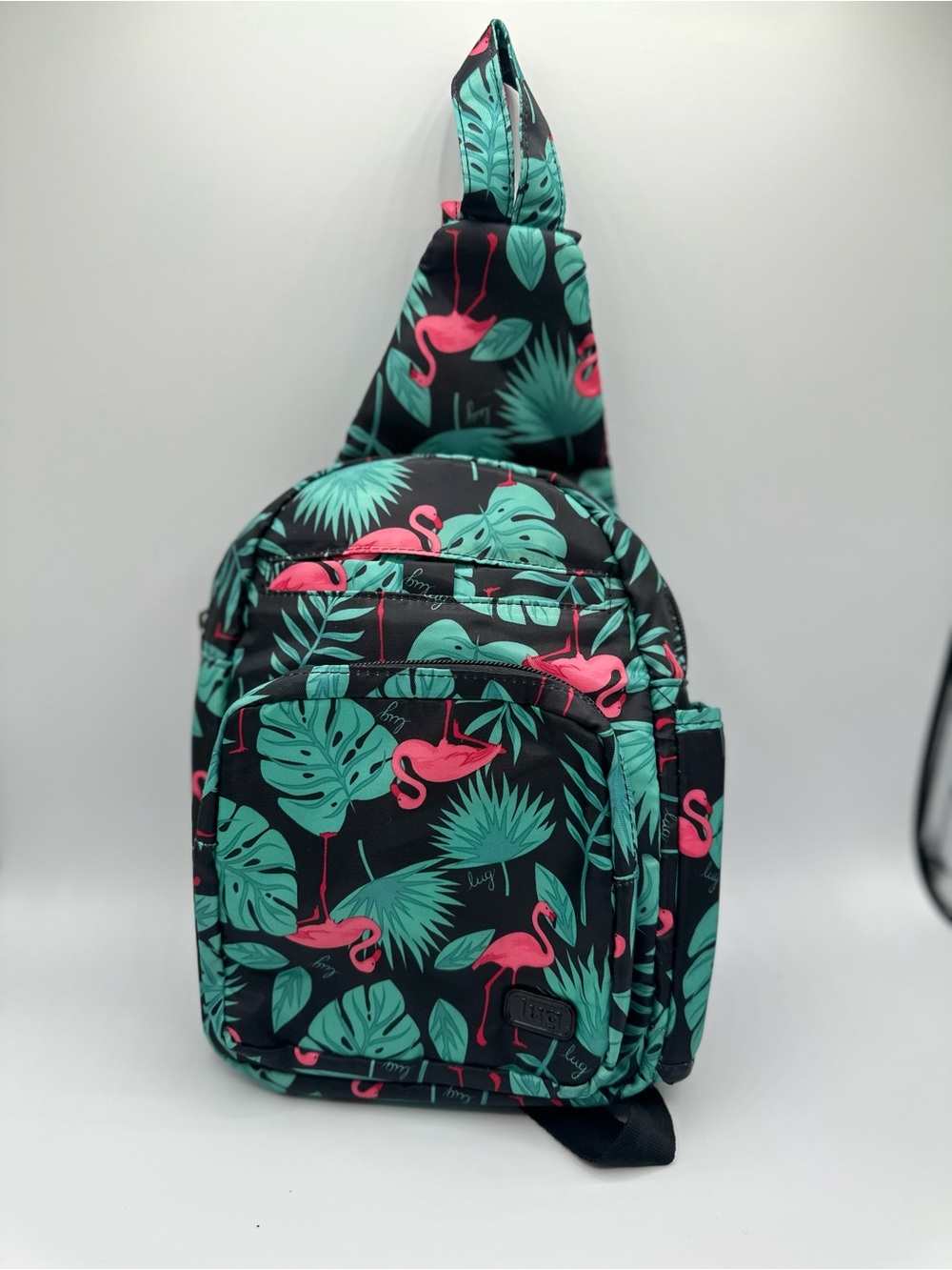 Lug Archer Crossbody Sling Bag Flamingo  Black Tropical RFID Travel